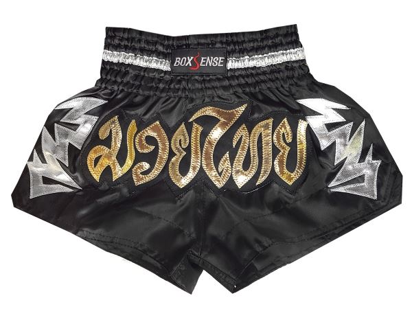 Boxsense Kids Muay Thai Fight Shorts : BXSKID-010-Black Boxsense Kids Muay Thai Fight Shorts : BXSKID-010-Black
