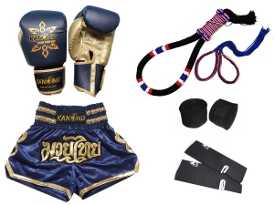 Boxing Gloves with Matching Muay Thai Shorts and Gear : Set 121 Navy Boxing Gloves with Matching Muay Thai Shorts and Gear : Set 121 Navy
