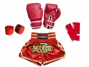 Kids Muay Thai Bundle set Boxing Kits : 121-Red