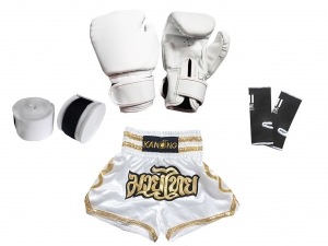 Kids Muay Thai Bundle set Boxing Kits : 121-White