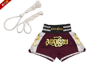 Mongkol Prajead set with Muay Thai Shorts for Kids : Mongkol-Boran-147-Maroon