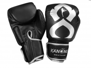 Kanong Real Leather Boxing Gloves : Black/Silver Kanong Real Leather Boxing Gloves : Black/Silver