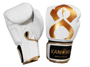 Kanong Real Leather Boxing Gloves : White/Gold Kanong Real Leather Boxing Gloves : White/Gold