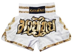 Kanong Thailand Muay Thai Kick Boxing Shorts : KNS-121-White Kanong Thailand Muay Thai Kick Boxing Shorts : KNS-121-White