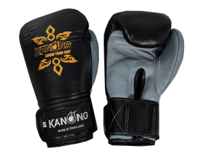 Kanong Real Leather Boxing Gloves : Black/Grey Kanong Real Leather Boxing Gloves : Black/Grey